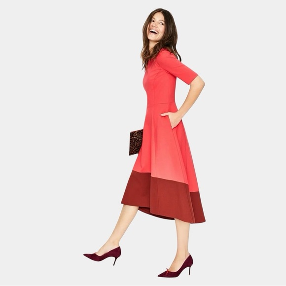 BODEN Ponte Midweight Knit Colorblock Midi Dress Size 12L - Picture 2 of 14